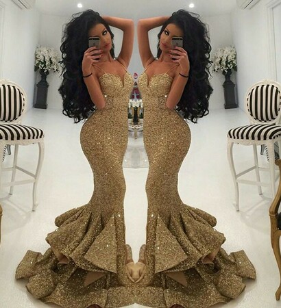 strass, bridal and gold dress