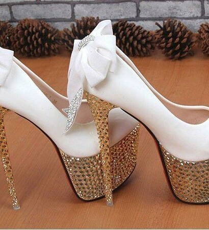sparkly, high heels and white