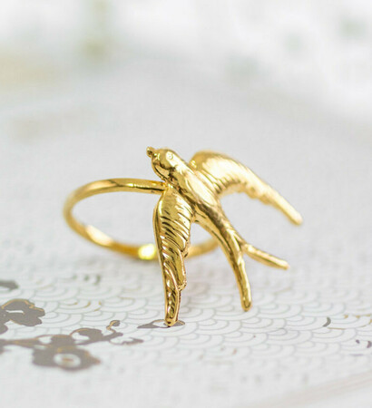 gold bird ring, flying bird ring and love bird ring
