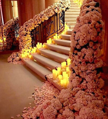 flowers, candle and romantic