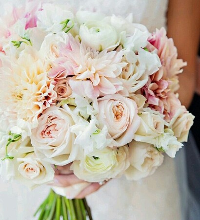 bride, flowers and classic