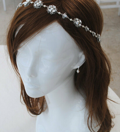 bohemian headpiece, short hair and crystal