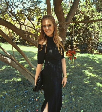 black, dress and blonde