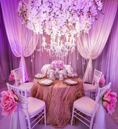 reception, flowers and purple