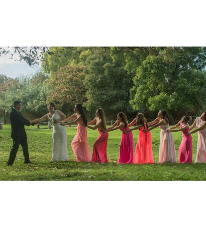 dress, outfit and bridesmaids