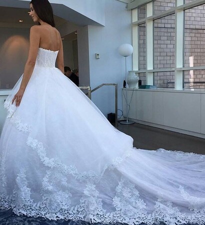 dress, train and white