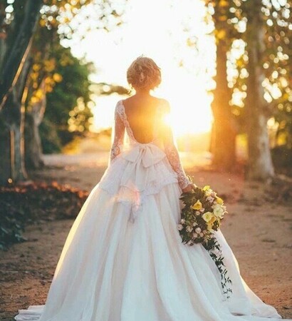 wedding dress, bow and elegant