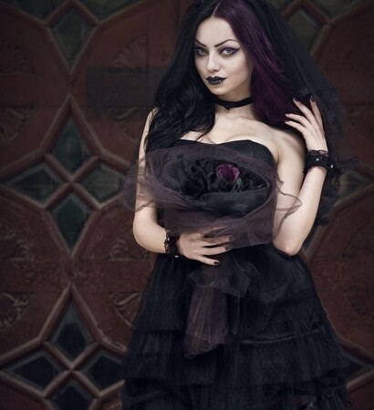 goth, wedding dress and black