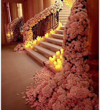 pink, candels and flowers