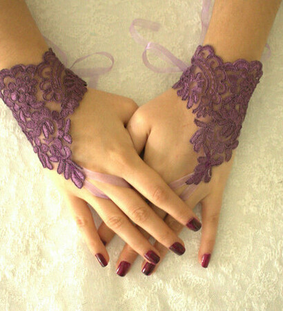 wedding accessories, bridal accessories and purple lace glove
