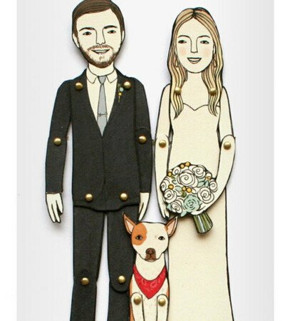 couple portrait, cake topper and wedding gift
