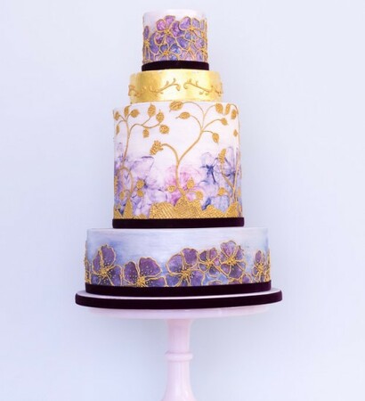 wedding cake, azul and dorado