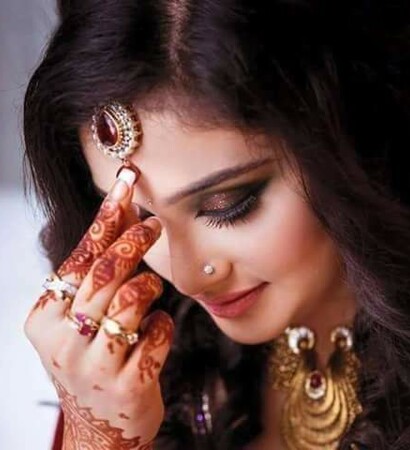 lipstick, mehndi and bride