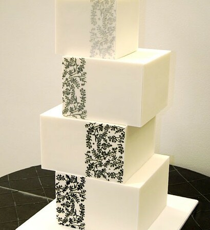 black minimalist design, modern wedding cake and dessert