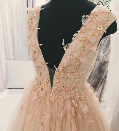 embroidery, prom dress and evening dress