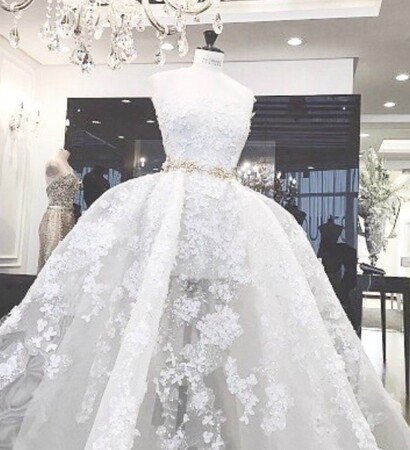 white, wedding dress and we heart it