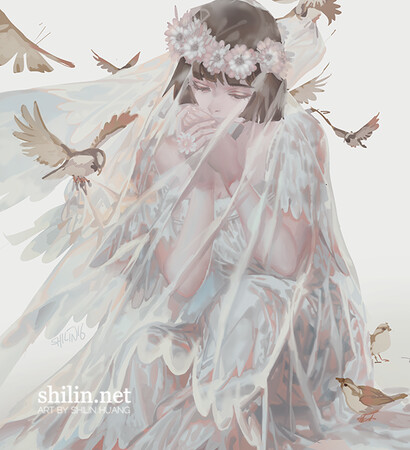 white, cute and by shilin