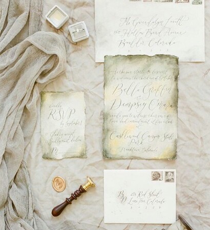 wedding invitation, bride and letters
