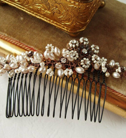 pearl hair, bridal accessories and bridal hairpiece
