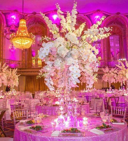 interior design, pink setup and pink dinner