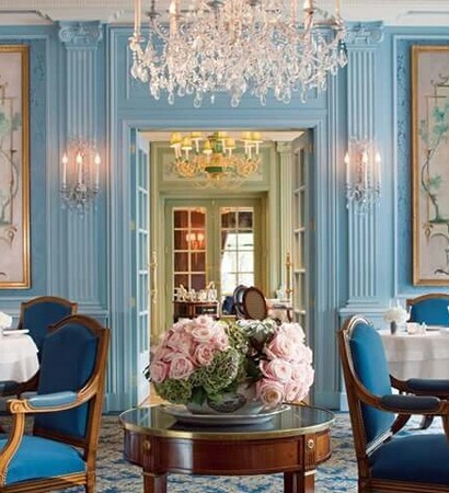 wedding decoration, blue stuff and chandelier