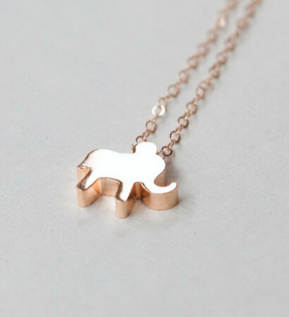 rose gold elephant, silver necklace and for bridesmaid