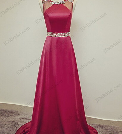 red, promgown and burgundy