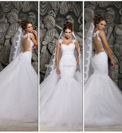 mermaid, bride and wedding dress