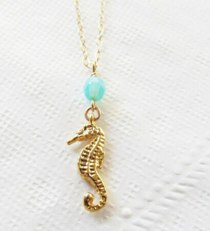 seahorse necklace, etsy and inspo