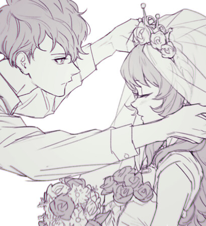 anime weeding, couples and messenger