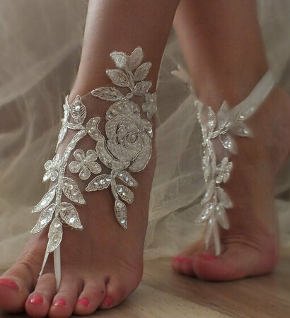 barefoot sandals, women lace sandals and ivory lace sandals