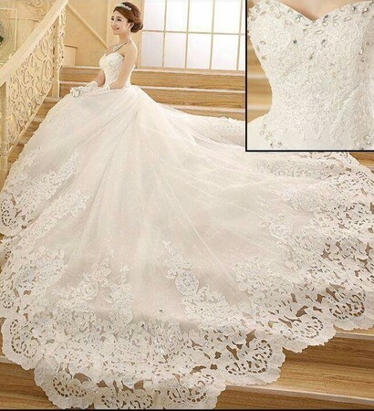wedding dress, brunete and dress
