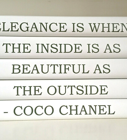 book decor, chanel quote and etsy