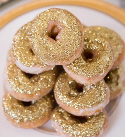 dessert, donuts and gold