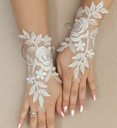 ivory gloves, goth wedding and goth glove