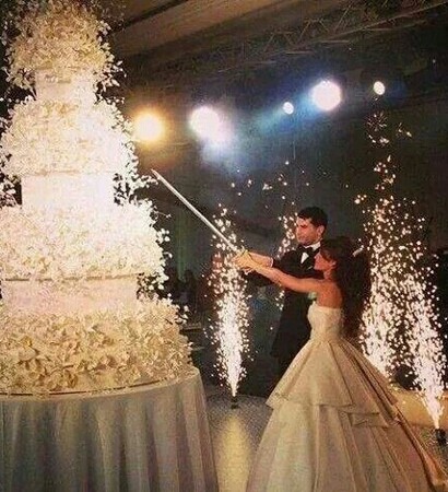 white, white cake and dress
