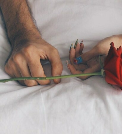nails, hand and kiss