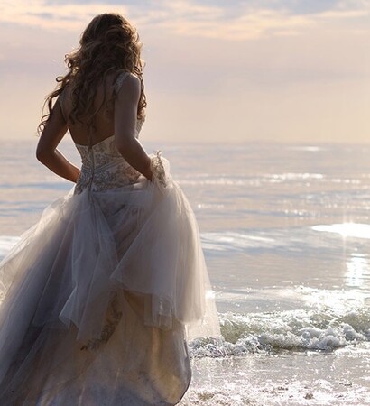 bride, beach and wedding photo
