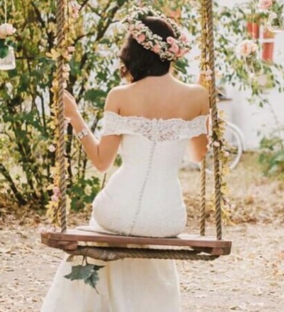 bride, off the shoulder and swing