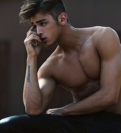 muscles, model and hair