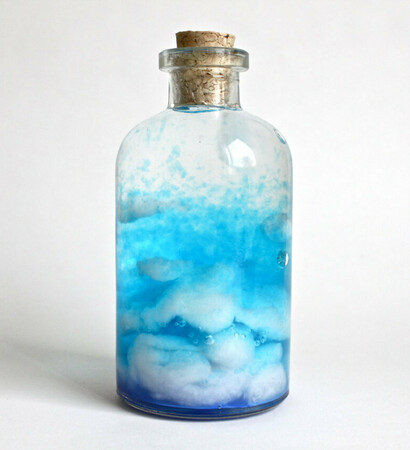miniature terrarium, wish in a bottle and blue sky bottle