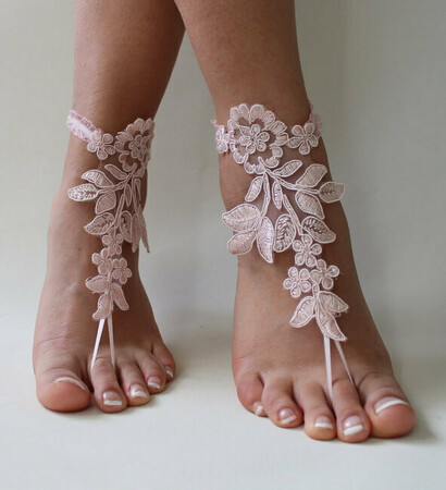bridal lace shoes, wedding sandals and foot jewelry