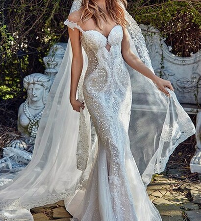 white wedding dress, wedding dress and galia lahav