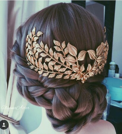 brown hair, wedding hairstyle and hair jewellery