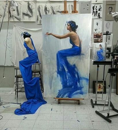 blue, fashion and wedding dress