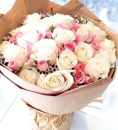 rose, white and pink