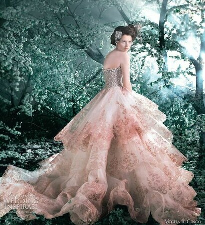 wedding dress, wedding gown and pink wedding dress