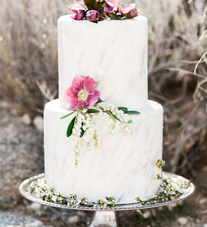 marble, flowers and cake