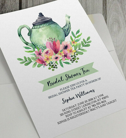etsy, watercolor flowers and bridal shower tea
