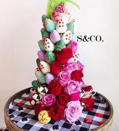 macaroons, chocolate and alice and wonderland